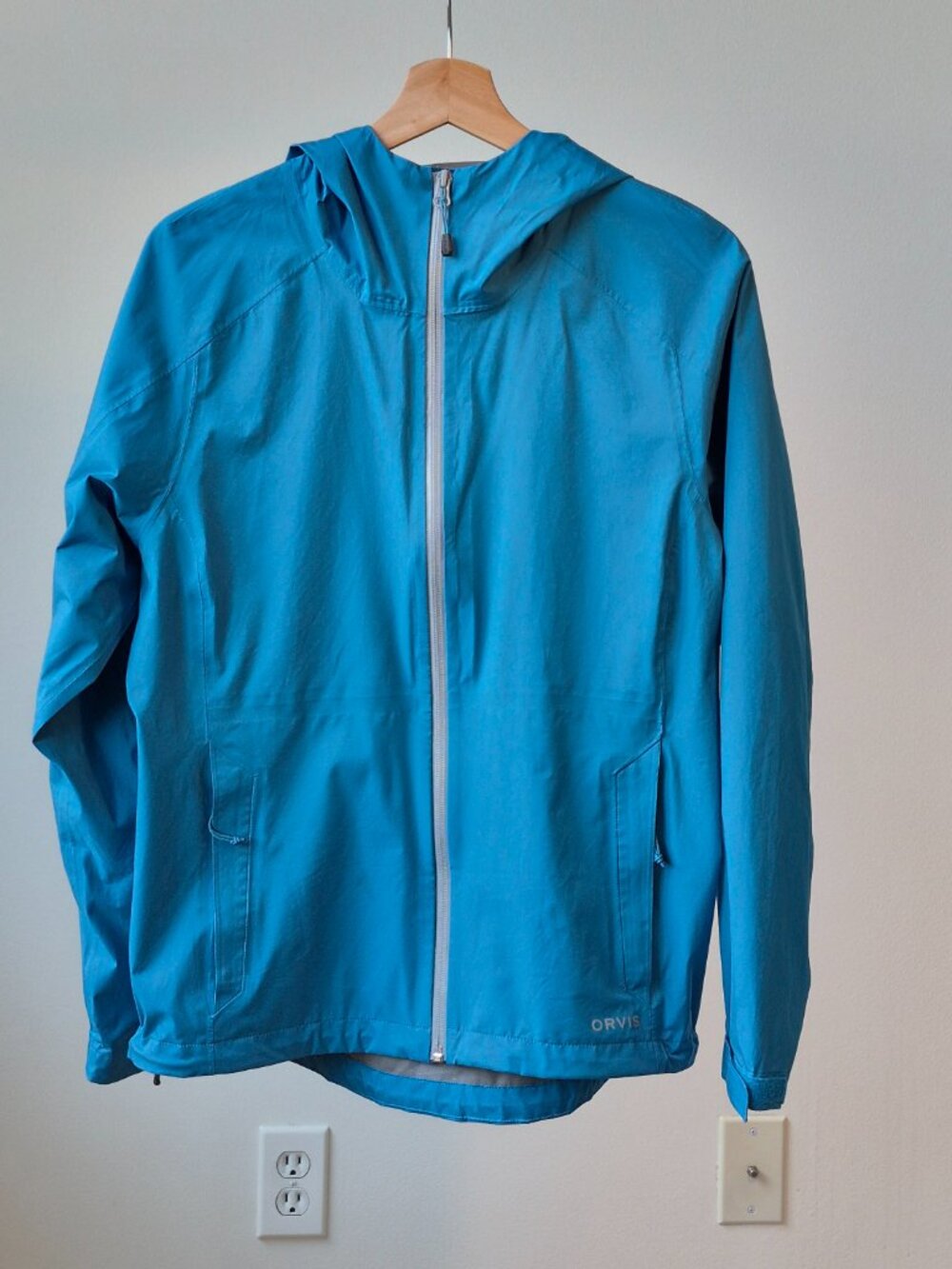 Orvis Ultralight Storm Women’s Small Blue Waterproof Hooded Fishing Rain Jacket